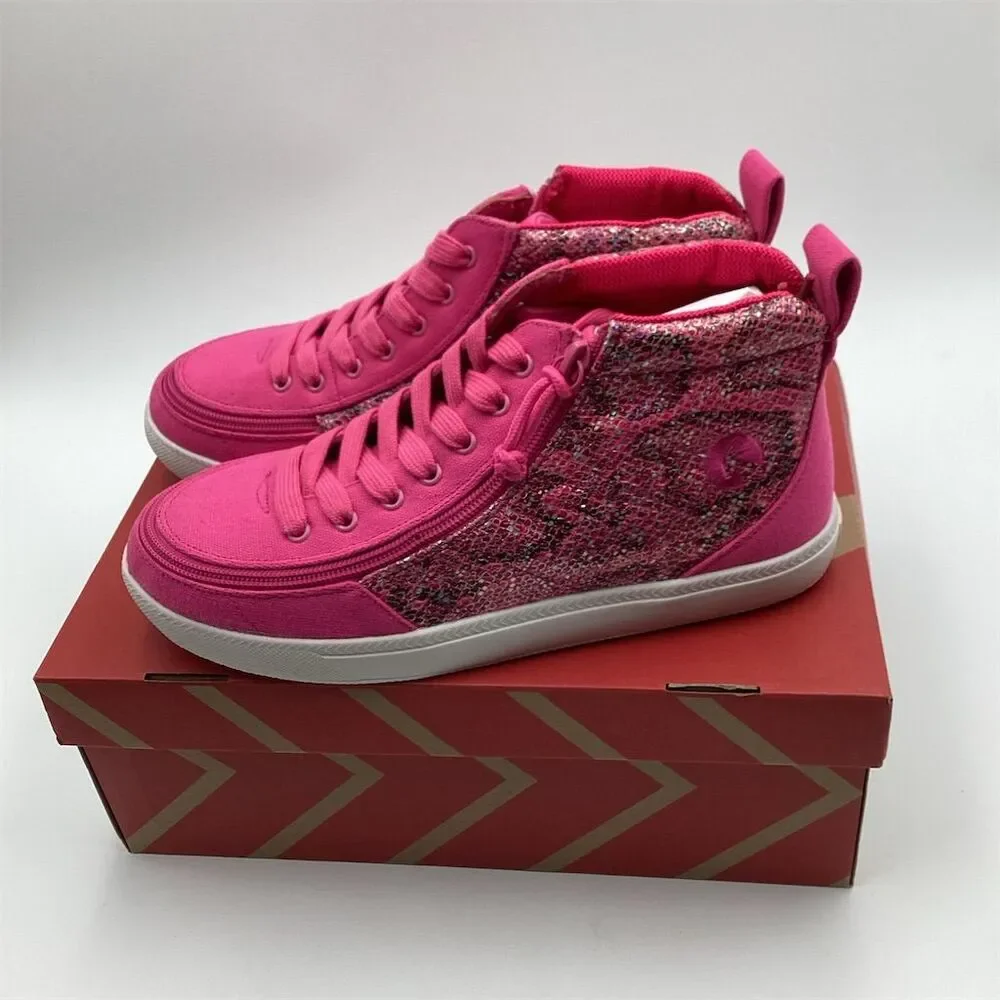 BILLY Girls'‎ High-Top Sneakers Size 7 Pink Snake Wide-Width Zip